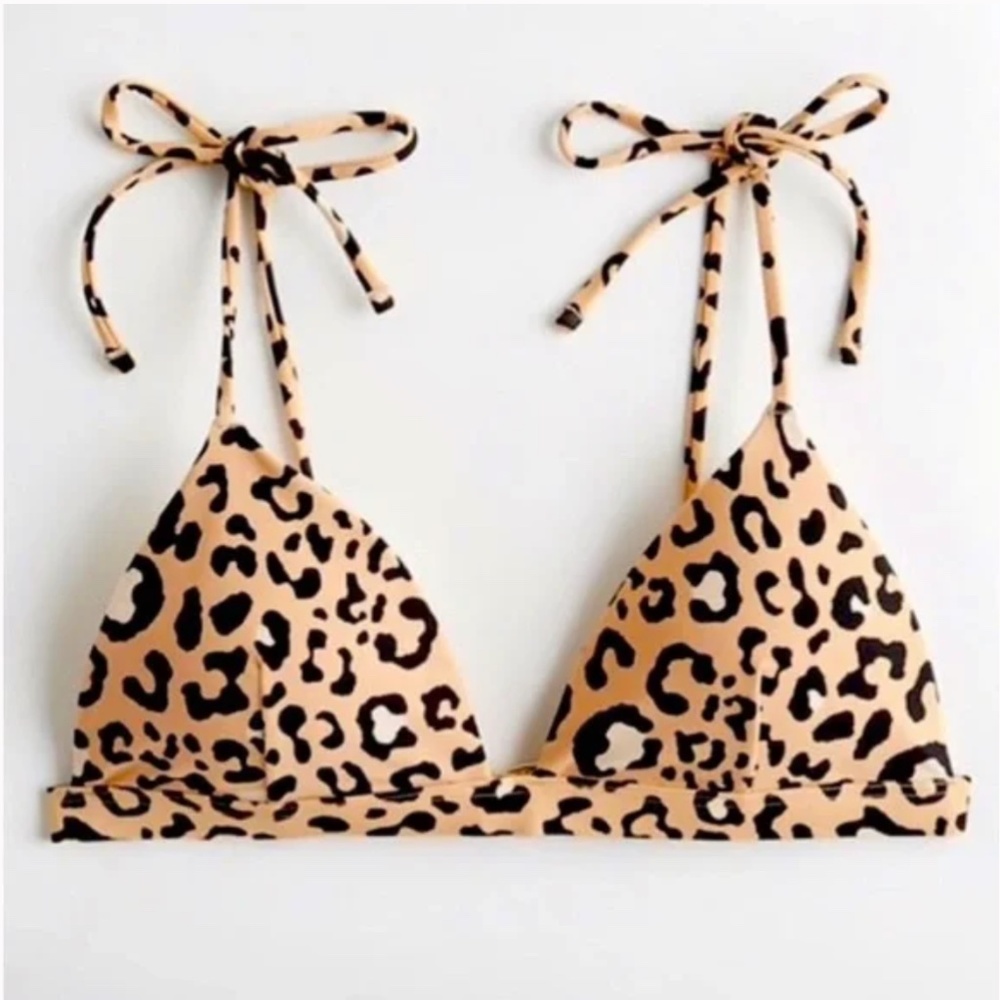 Hollister Cheetah Print Triangle Bikini Top – Tie Straps, Adjustable Hook